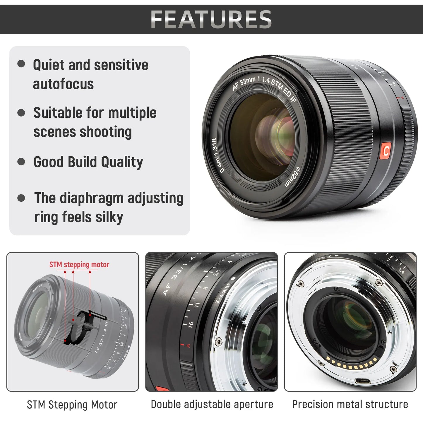 AAA+ 13mm 23mm 33mm 56mm F1.4 Fuji Lens Auto Focus Large Aperture APS-C Lens for Fujifilm Lens X Mount X-T4 X30 Camera Lenses