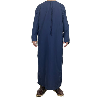 New Muslim Men Long Sleeve Pullover Dress Abaya Daffah Jubba Thobe Pakistan Saudi Arab Kaftan Islam Clothing Prayer Robe Afghan