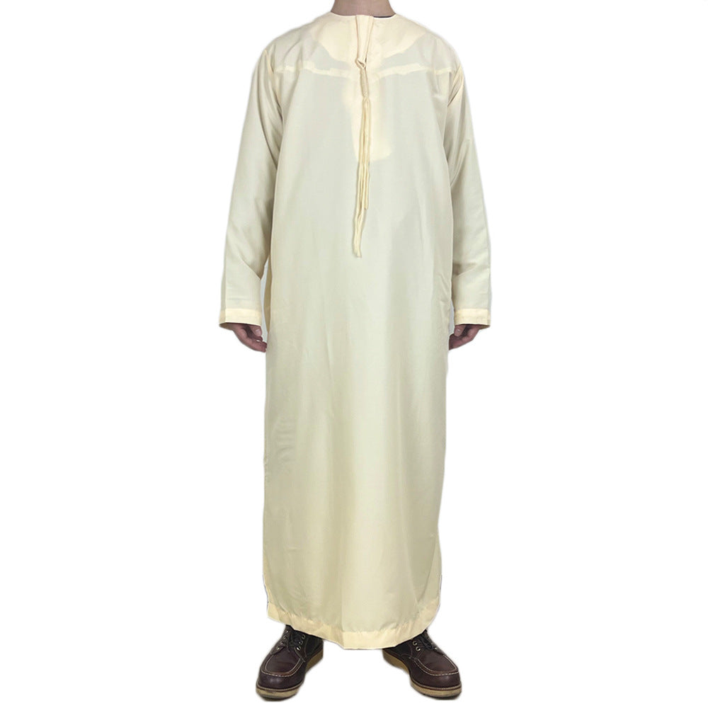 New Muslim Men Long Sleeve Pullover Dress Abaya Daffah Jubba Thobe Pakistan Saudi Arab Kaftan Islam Clothing Prayer Robe Afghan