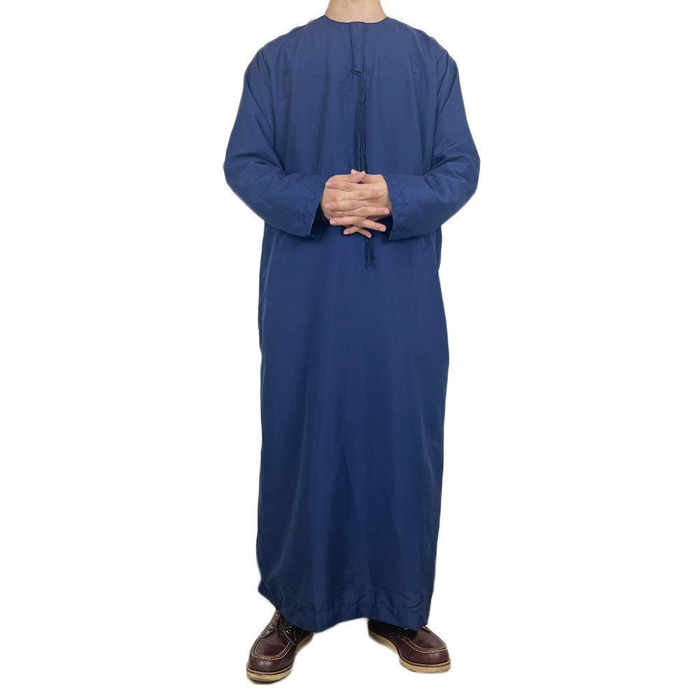 New Muslim Men Long Sleeve Pullover Dress Abaya Daffah Jubba Thobe Pakistan Saudi Arab Kaftan Islam Clothing Prayer Robe Afghan