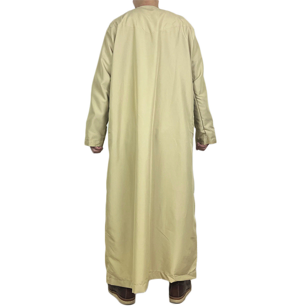 New Muslim Men Long Sleeve Pullover Dress Abaya Daffah Jubba Thobe Pakistan Saudi Arab Kaftan Islam Clothing Prayer Robe Afghan