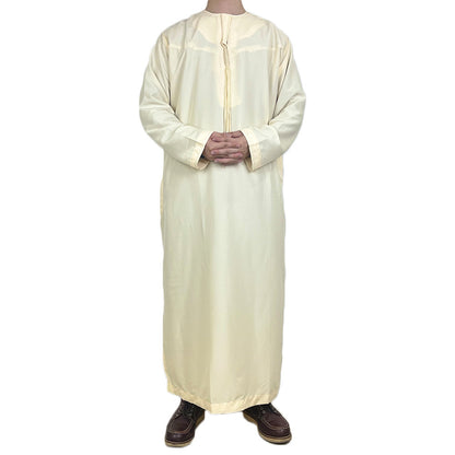 New Muslim Men Long Sleeve Pullover Dress Abaya Daffah Jubba Thobe Pakistan Saudi Arab Kaftan Islam Clothing Prayer Robe Afghan