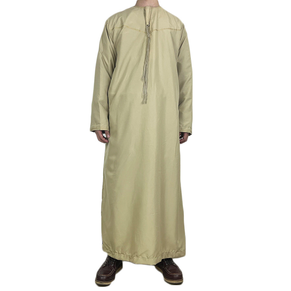 New Muslim Men Long Sleeve Pullover Dress Abaya Daffah Jubba Thobe Pakistan Saudi Arab Kaftan Islam Clothing Prayer Robe Afghan