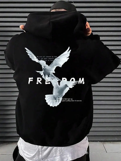 New High Quality Men's Streetwear, Graphic Print Fashionable Cotton Soft Outdoor Sports Hoodie