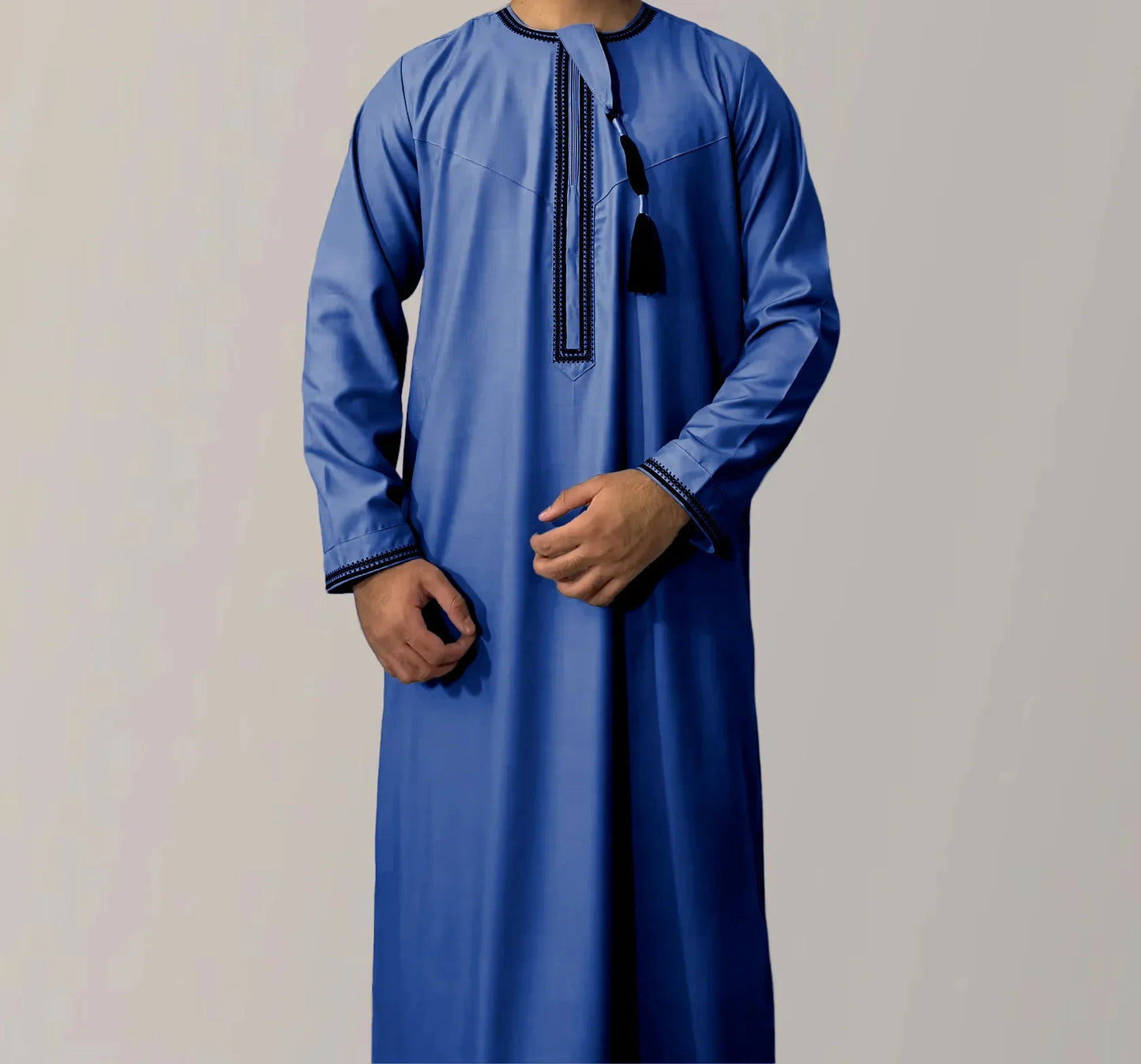 New Muslim Men Long Sleeve Pullover Dress Abaya Daffah Jubba Thobe Pakistan Saudi Arab Kaftan Islam Clothing Prayer Robe Afghan