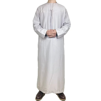 New Muslim Men Long Sleeve Pullover Dress Abaya Daffah Jubba Thobe Pakistan Saudi Arab Kaftan Islam Clothing Prayer Robe Afghan