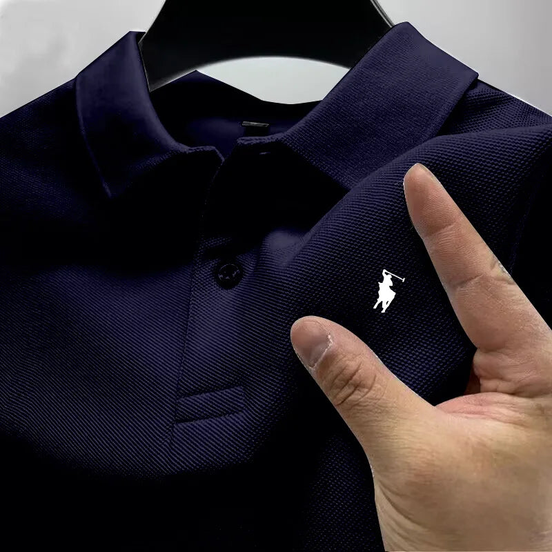 Fashion trend T-shirt men's street clothing button up pullover work business leisure summer lapel short sleeved quick dryingPOLO