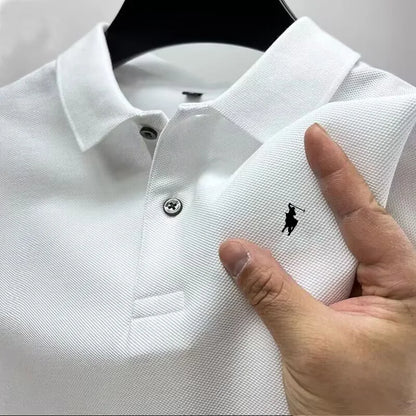 Fashion trend T-shirt men's street clothing button up pullover work business leisure summer lapel short sleeved quick dryingPOLO