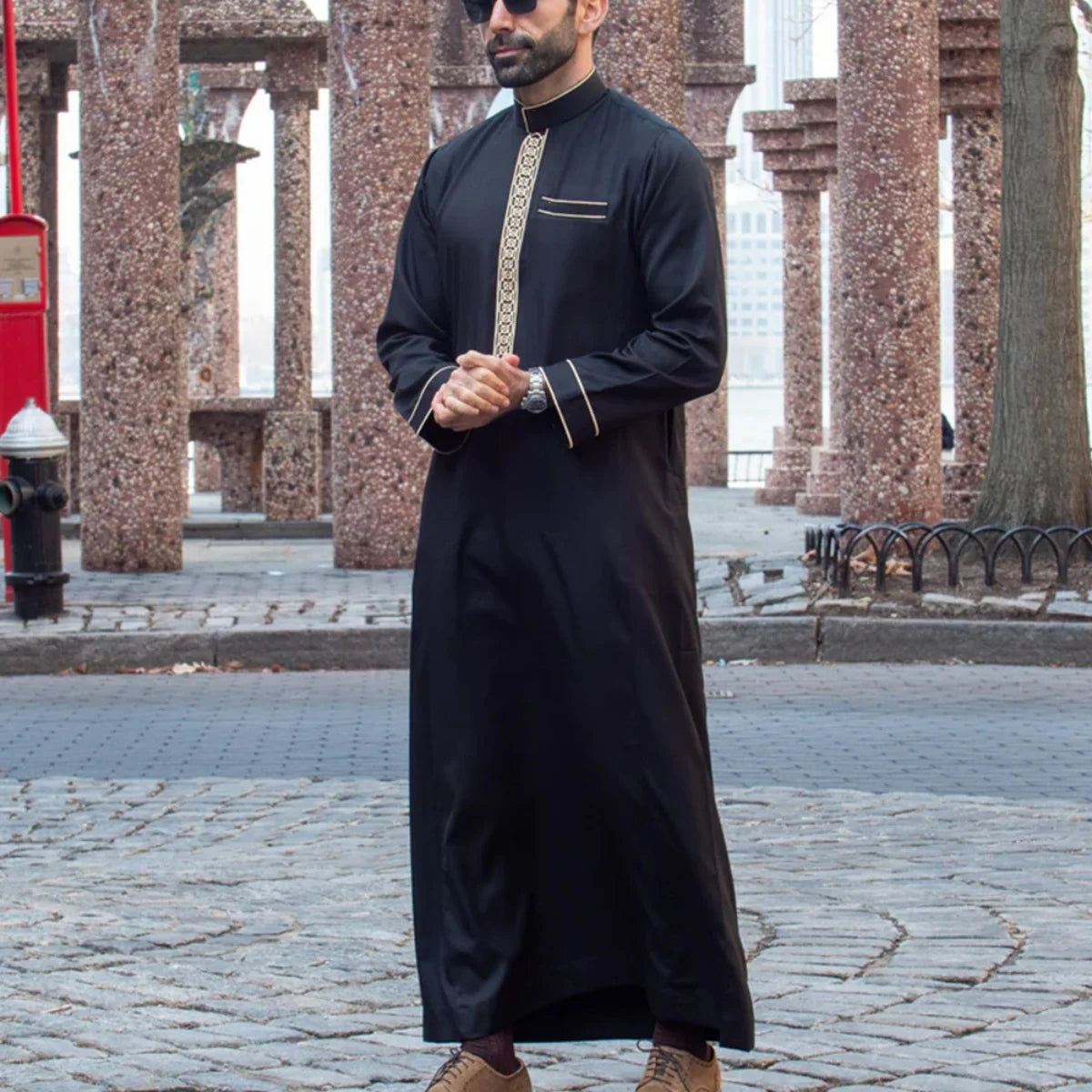 New men's loose hooded robe Luxury embroidered long sleeve Muslim garment robe Juba Sobi Traditional men's robe