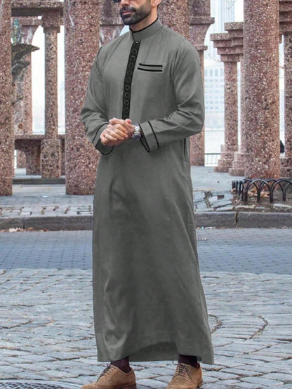 New men's loose hooded robe Luxury embroidered long sleeve Muslim garment robe Juba Sobi Traditional men's robe