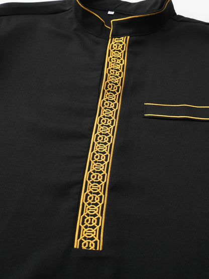 Islamic muslim Arabic men's robe long sleeve embroidered stand collar arabian thobe for men