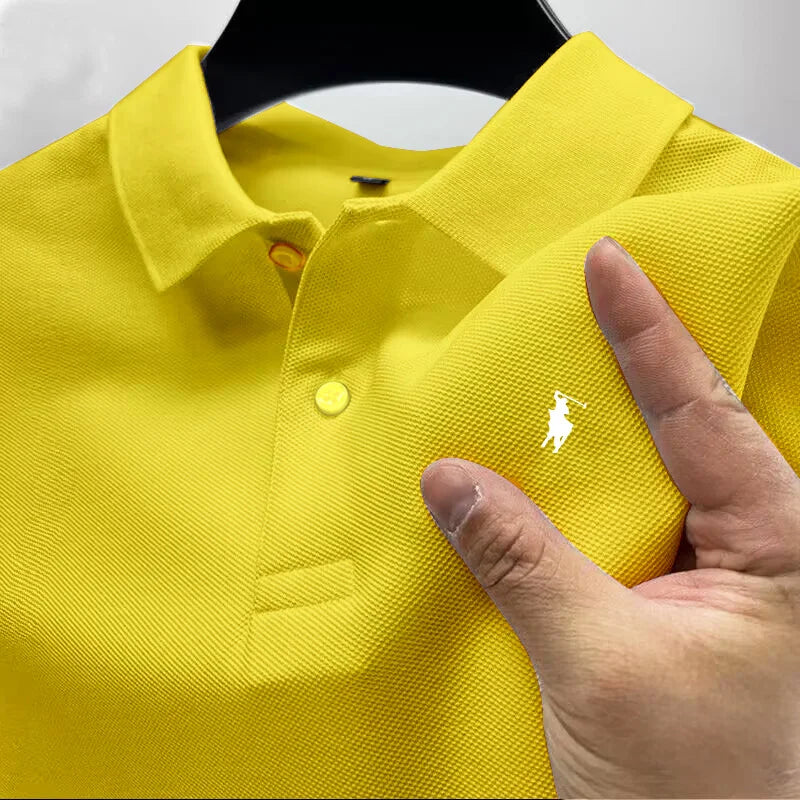 Fashion trend T-shirt men's street clothing button up pullover work business leisure summer lapel short sleeved quick dryingPOLO