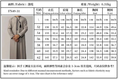 New Muslim Men Long Sleeve Pullover Dress Abaya Daffah Jubba Thobe Pakistan Saudi Arab Kaftan Islam Clothing Prayer Robe Afghan