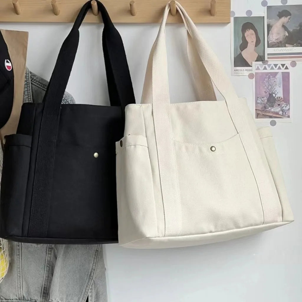 Canvas Bag Female Ins Forest Style Versatile Shoulder Bag Large Capacity Book Storage Student Class Commuter Bag Portable Cloth