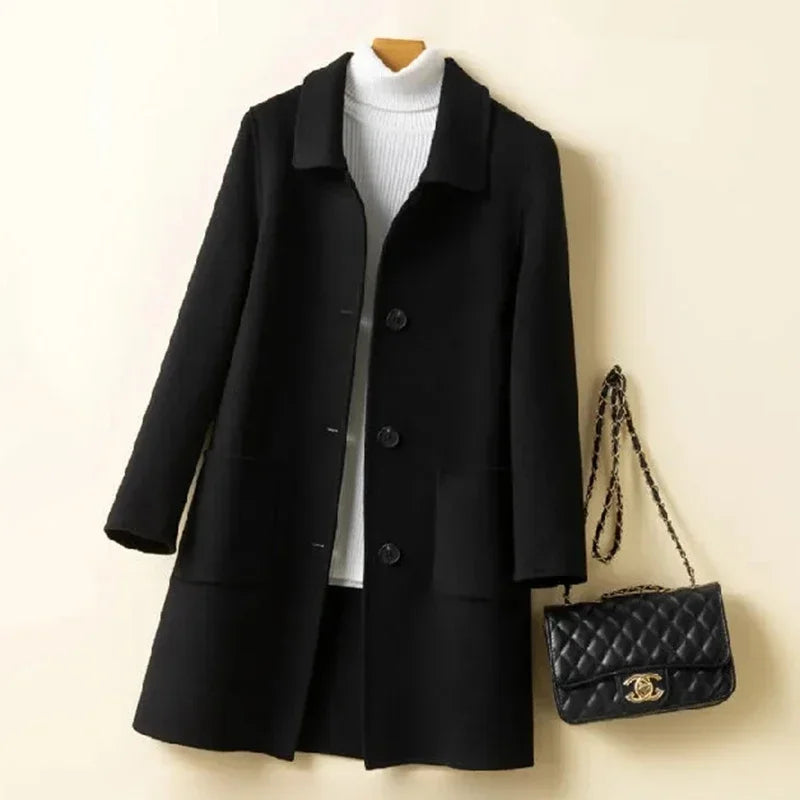 2024 New Winter Women Fashion Comfortable Woolen Coat Lady Chic Versatile Solid Color Outside Daily Thermal Fleece Coat Jackets