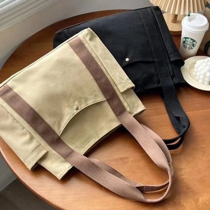 Canvas Bag Female Ins Forest Style Versatile Shoulder Bag Large Capacity Book Storage Student Class Commuter Bag Portable Cloth