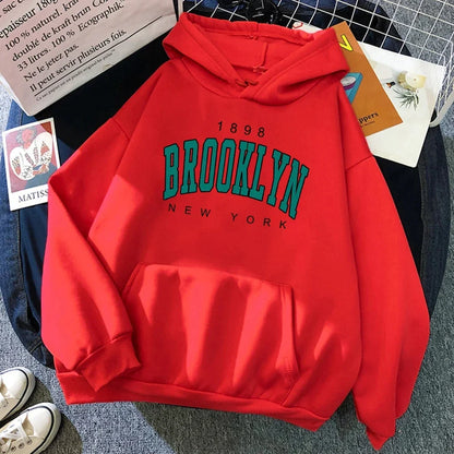 Brooklyn Letter Print Hooded Sweater Fashion Hoodie Kids Hip Hop Street Ladies New York Autumn Clothing Hoodie for Women