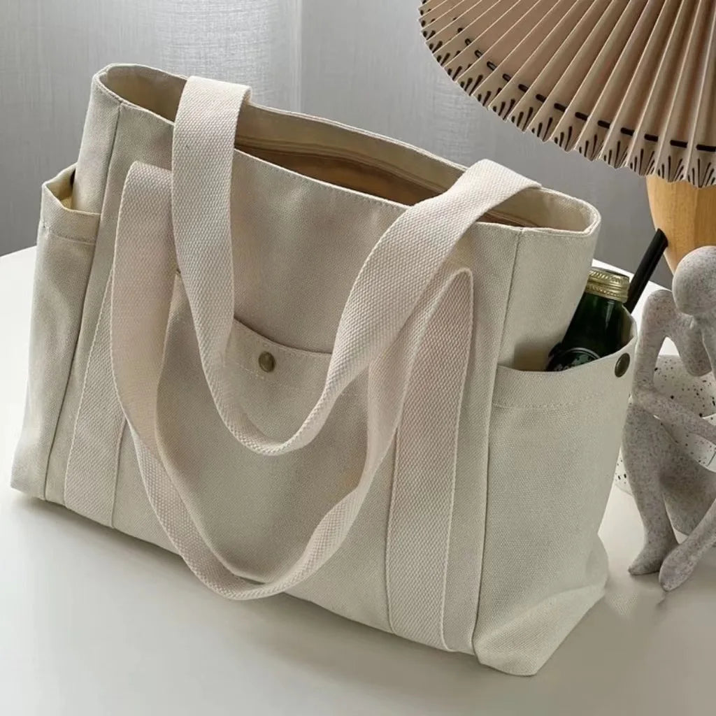 Canvas Bag Female Ins Forest Style Versatile Shoulder Bag Large Capacity Book Storage Student Class Commuter Bag Portable Cloth