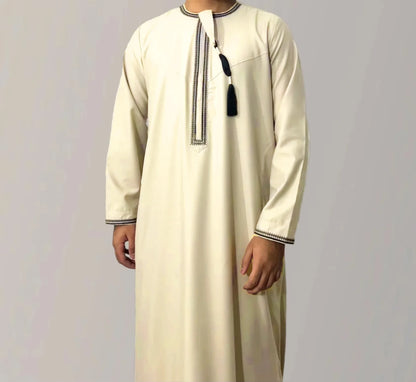 New Muslim Men Long Sleeve Pullover Dress Abaya Daffah Jubba Thobe Pakistan Saudi Arab Kaftan Islam Clothing Prayer Robe Afghan