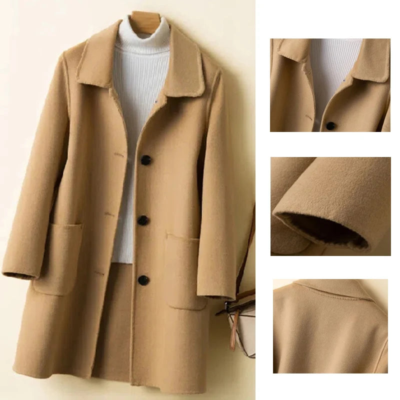 2024 New Winter Women Fashion Comfortable Woolen Coat Lady Chic Versatile Solid Color Outside Daily Thermal Fleece Coat Jackets