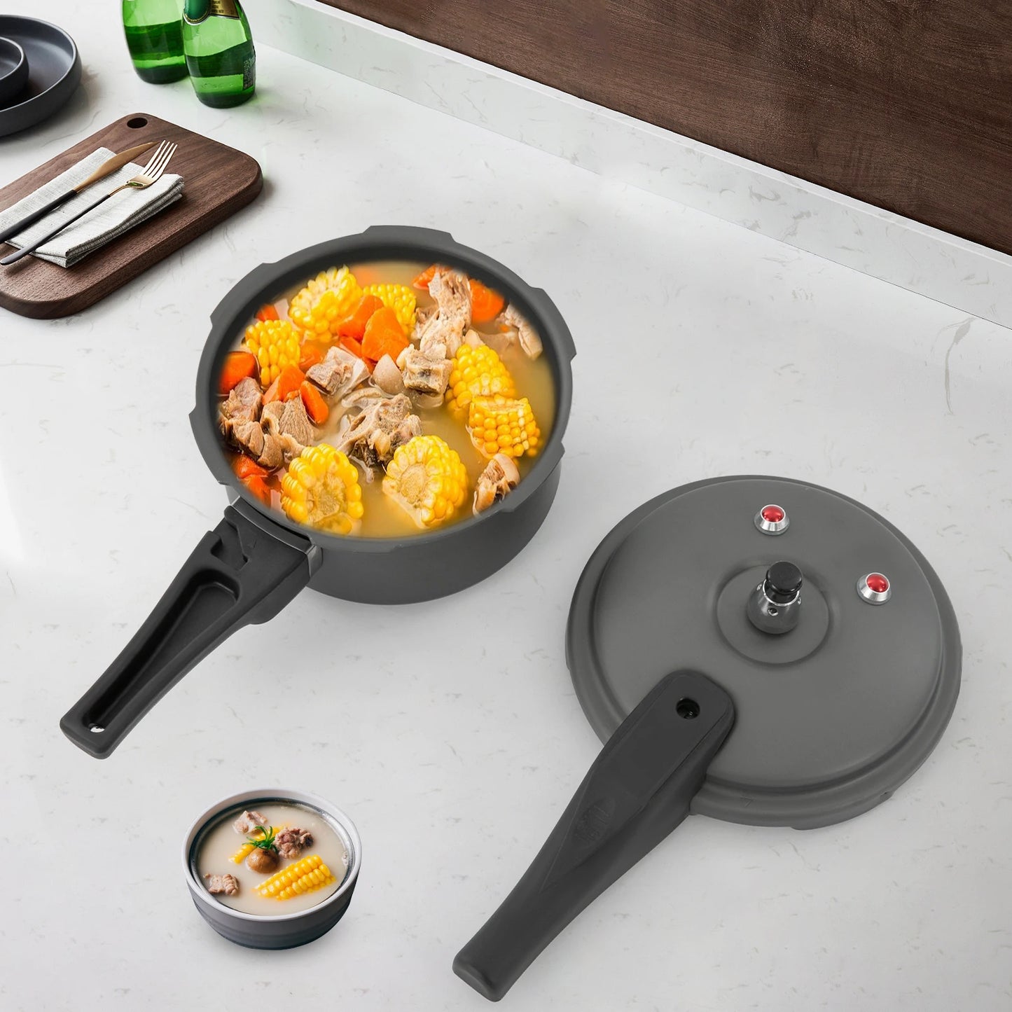 Mini Aluminum Alloy Pressure Cooker for Fast Outdoor Cooking and Convenient Meal Prep