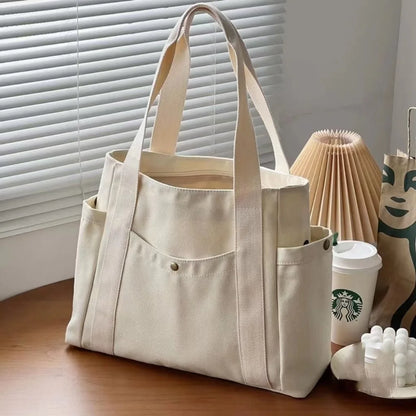 Canvas Bag Female Ins Forest Style Versatile Shoulder Bag Large Capacity Book Storage Student Class Commuter Bag Portable Cloth