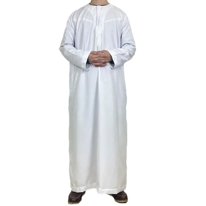 New Muslim Men Long Sleeve Pullover Dress Abaya Daffah Jubba Thobe Pakistan Saudi Arab Kaftan Islam Clothing Prayer Robe Afghan