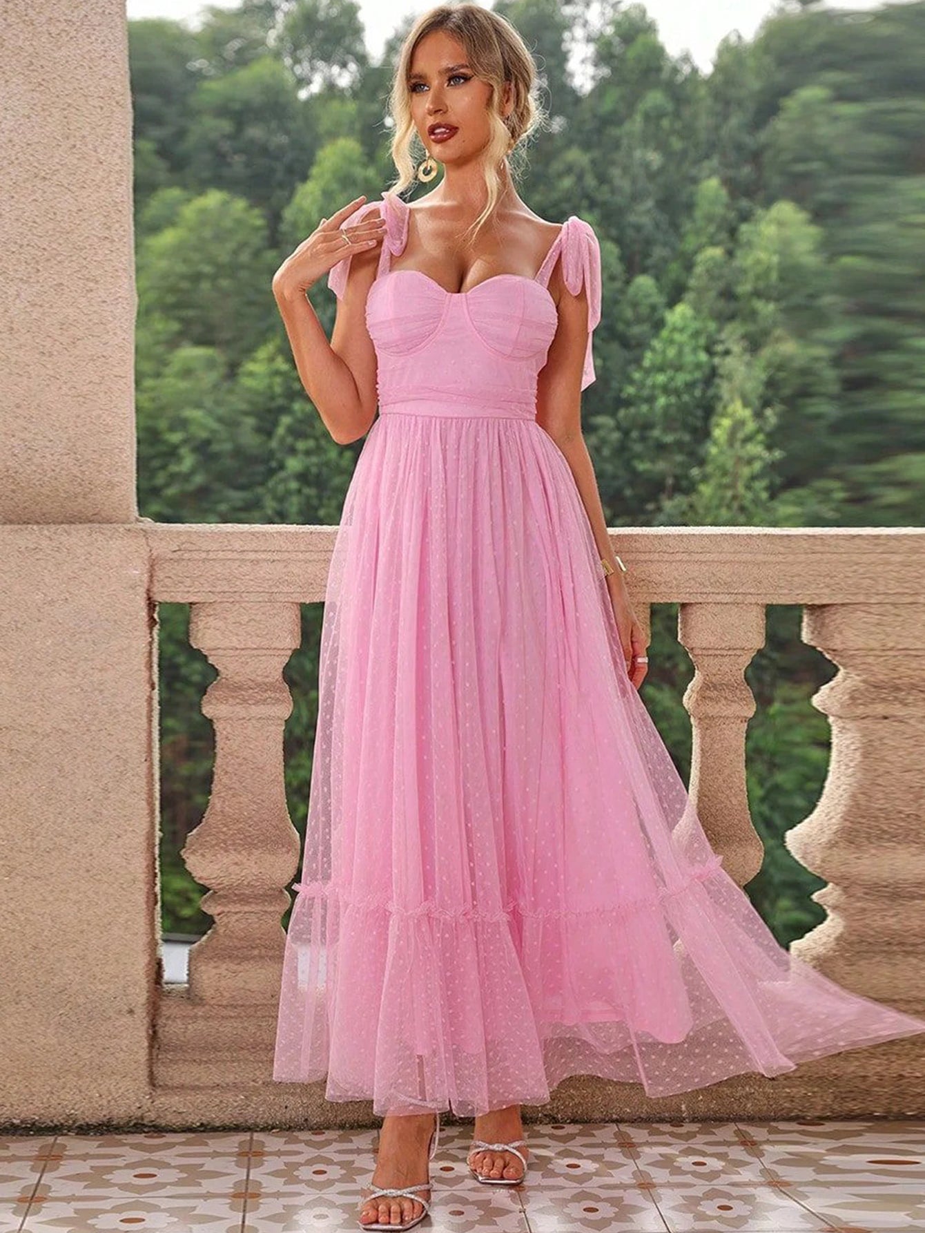 Sexy backless mesh maxi slip summer dress women 2024 elegant long prom evening dresses luxury Gauze birthday party dress vestido