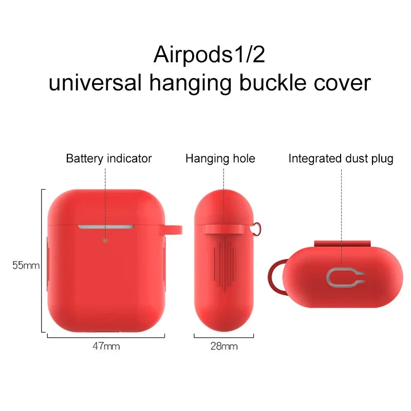 Soft Silicone Earphone Case for AirPods 1/2 Gen Cover Case Anti-Scratch Headphone AirPods Case with Hook Buckle Ear Pads