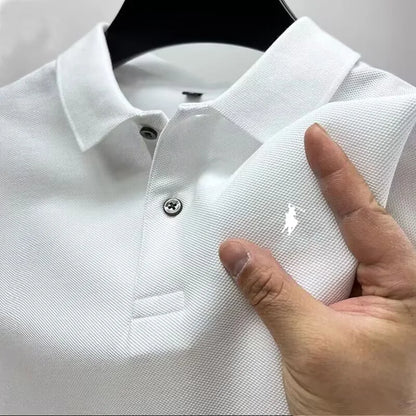 Fashion trend T-shirt men's street clothing button up pullover work business leisure summer lapel short sleeved quick dryingPOLO