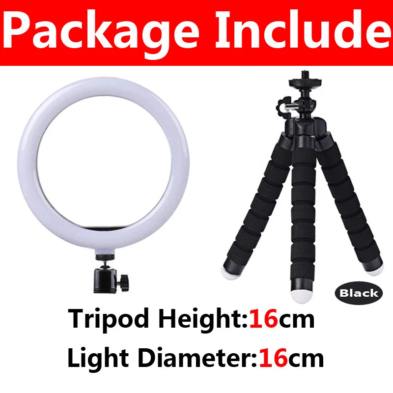 10 inch LED Selfie Ring Light Dimmable Photography Fill Lamp with Mini tripod for Phone Tiktok Live Video Photo Studio Ringlight