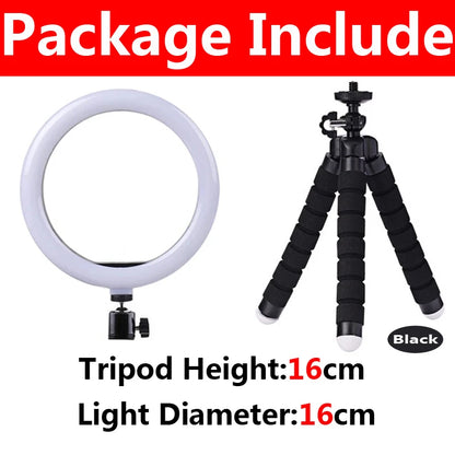 10 inch LED Selfie Ring Light Dimmable Photography Fill Lamp with Mini tripod for Phone Tiktok Live Video Photo Studio Ringlight