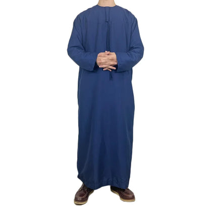 New Muslim Men Long Sleeve Pullover Dress Abaya Daffah Jubba Thobe Pakistan Saudi Arab Kaftan Islam Clothing Prayer Robe Afghan