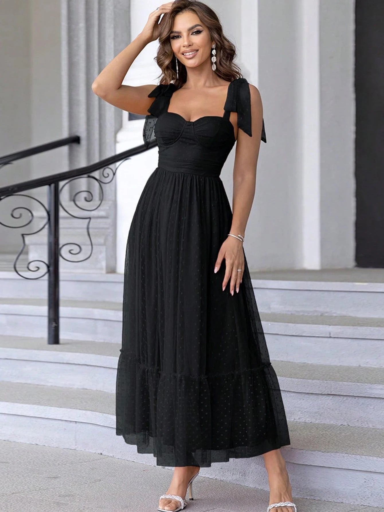 Sexy backless mesh maxi slip summer dress women 2024 elegant long prom evening dresses luxury Gauze birthday party dress vestido